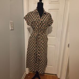 Boden Green Toucan Midi Dress